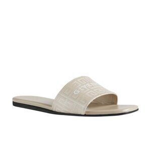 Givenchy Paris 4G Sandals Slides Mules Womens 36.5 6.5 Natural Beige Coated Flat